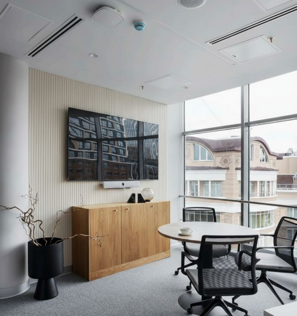 Стеновые панели из акустического войлока в офисе