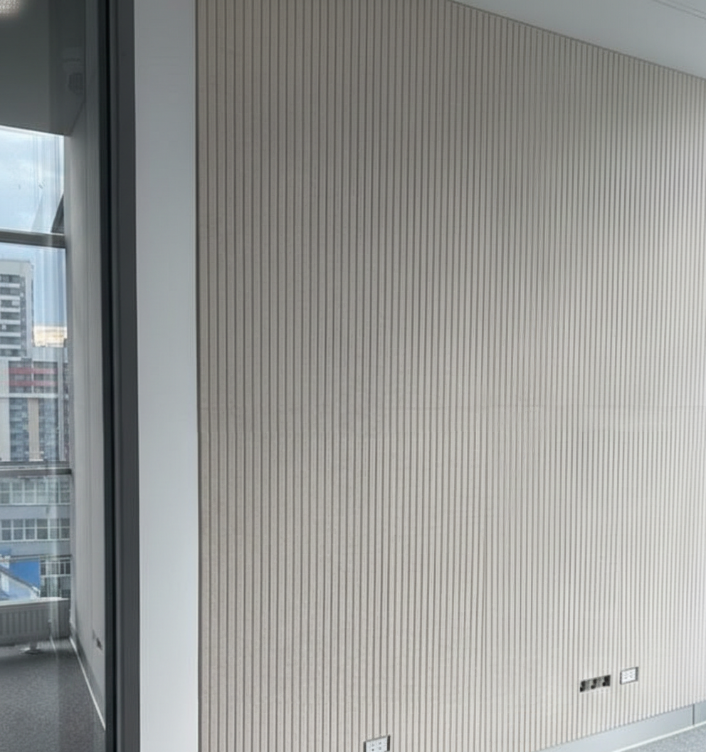 Стеновые панели из акустического войлока в офисе