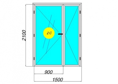 Дверь стеклянная межкомнатная алюминиевая 2-створчатая (двойной витраж)