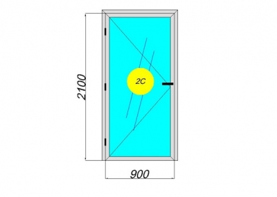 Дверь рамная алюминиевая с полным остеклением (двойной витраж)
