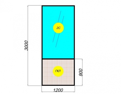 Перегородка стеклянная межкомнатная: комбинированный модуль (гипсовинил или ЛДСП + двойной витраж)