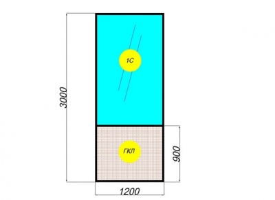 Перегородка стеклянная межкомнатная: комбинированный модуль (гипсовинил или ЛДСП + одинарный витраж)