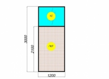 Перегородка стеклянная межкомнатная: комбинированный модуль с  импостом (гипсокартон или ЛДСП + одинарный витраж)