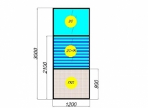 Перегородка стеклянная межкомнатная: комбинированный модуль с импостом (гипсокартон + двойной витраж с жалюзи)