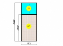 Перегородка межкомнатная: комбинированный модуль с  импостом (гипсокартон или ЛДСП + двойной витраж)