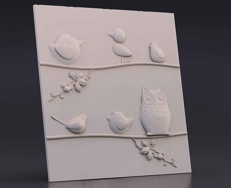 Гипсовые 3D панели стандарт Пташки
