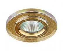 Светильник точечный Эра Dk7 Gd/Sh Gd декор стекло круглый Mr16 12В 50Вт Gu5.3 серебряный блеск / золото 253950