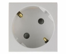 Розетка 2к+З с защитными шторками (45х45) , белая (45132 SBR)